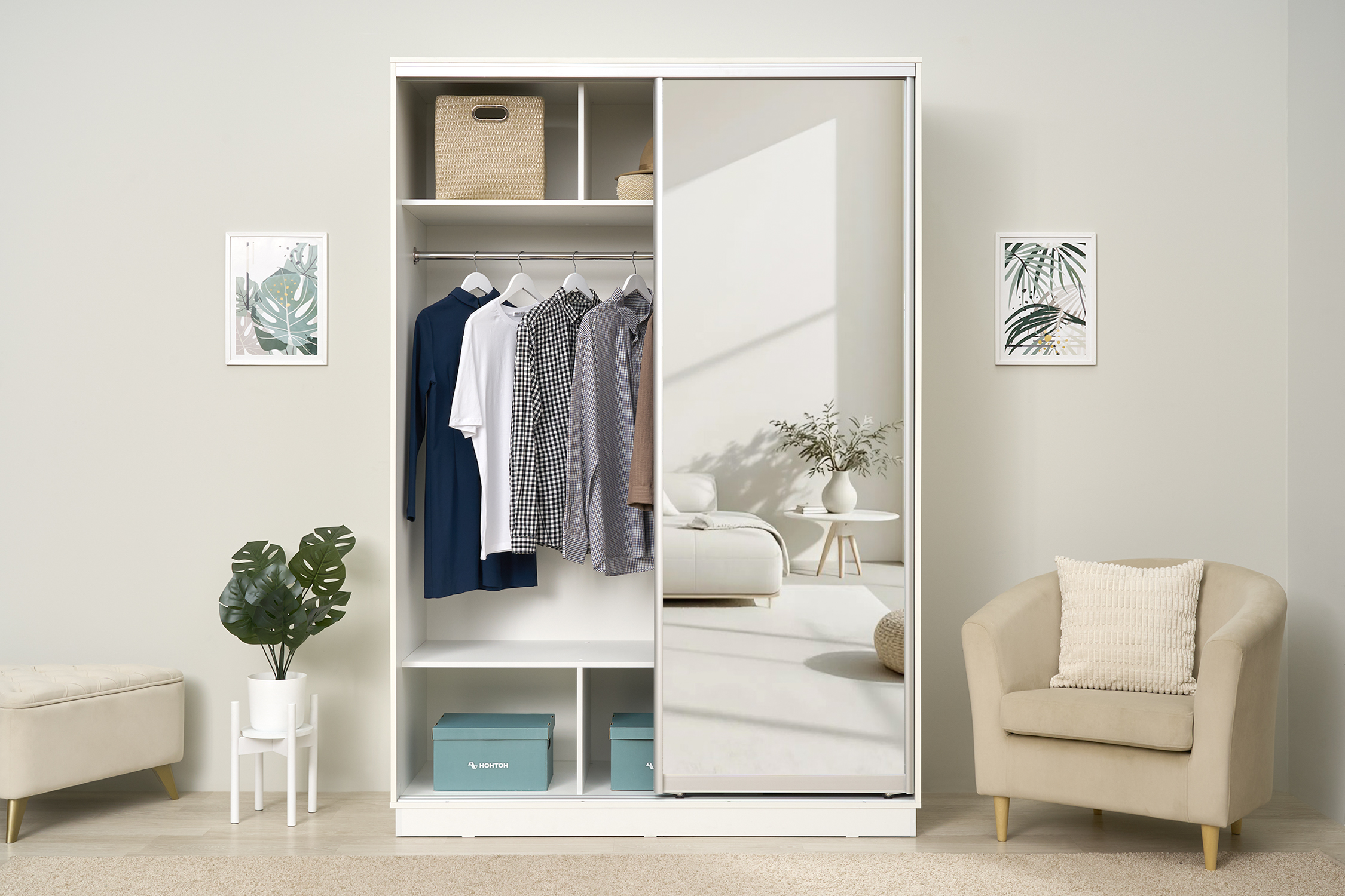 Шкаф-купе двухдверный Арго белый