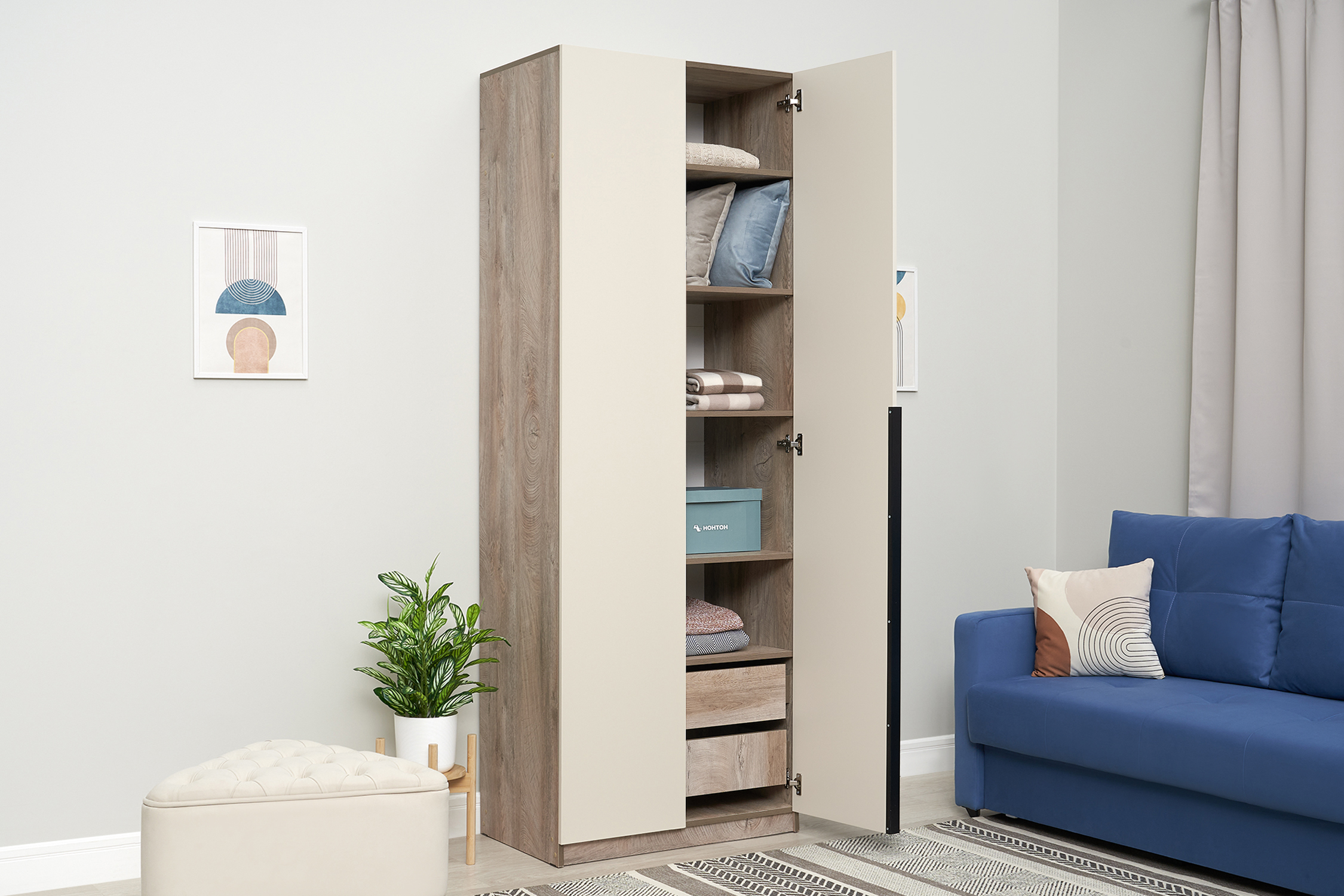 Шкаф 2-х створчатый Тивина эндгрейн / меланж