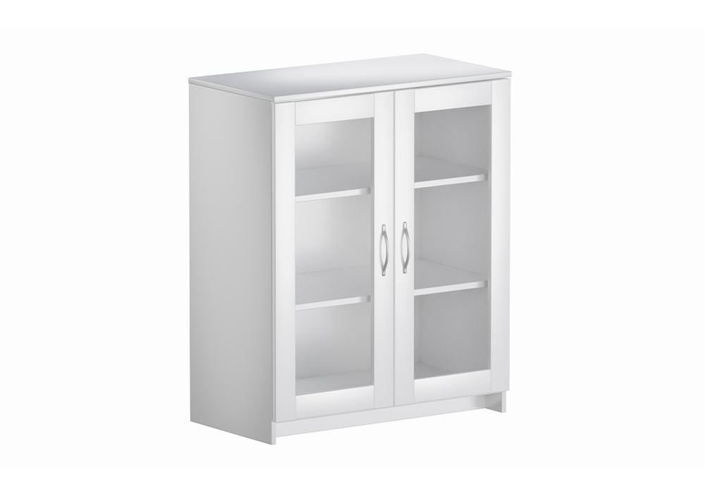 Комод с дверцами Сириус со стеклом белый