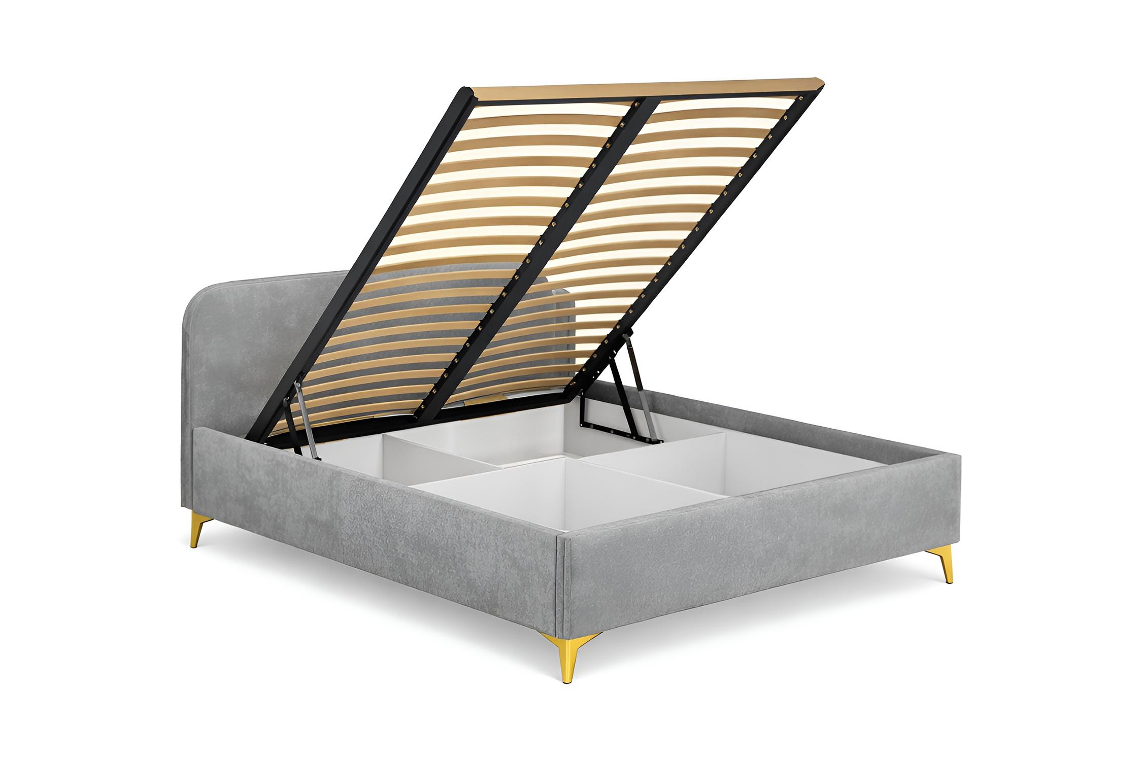 Кровать двуспальная с высокими ножками Лофт серая