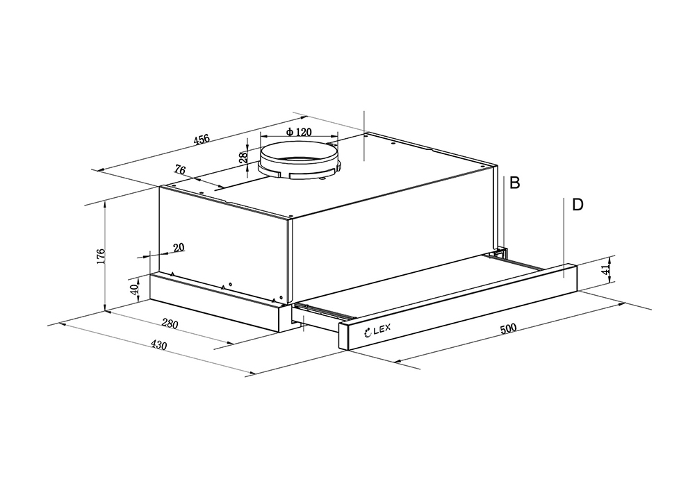 Встраиваемая вытяжка LEX HOGAN 500 WHITE