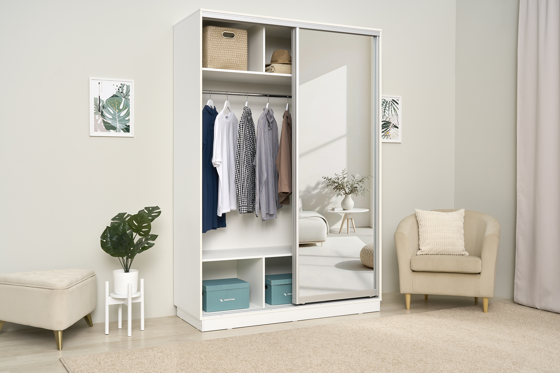 Шкаф-купе двухдверный Арго белый