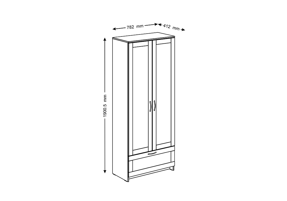 Шкаф двухдверный Сириус с 1 ящиком белый 