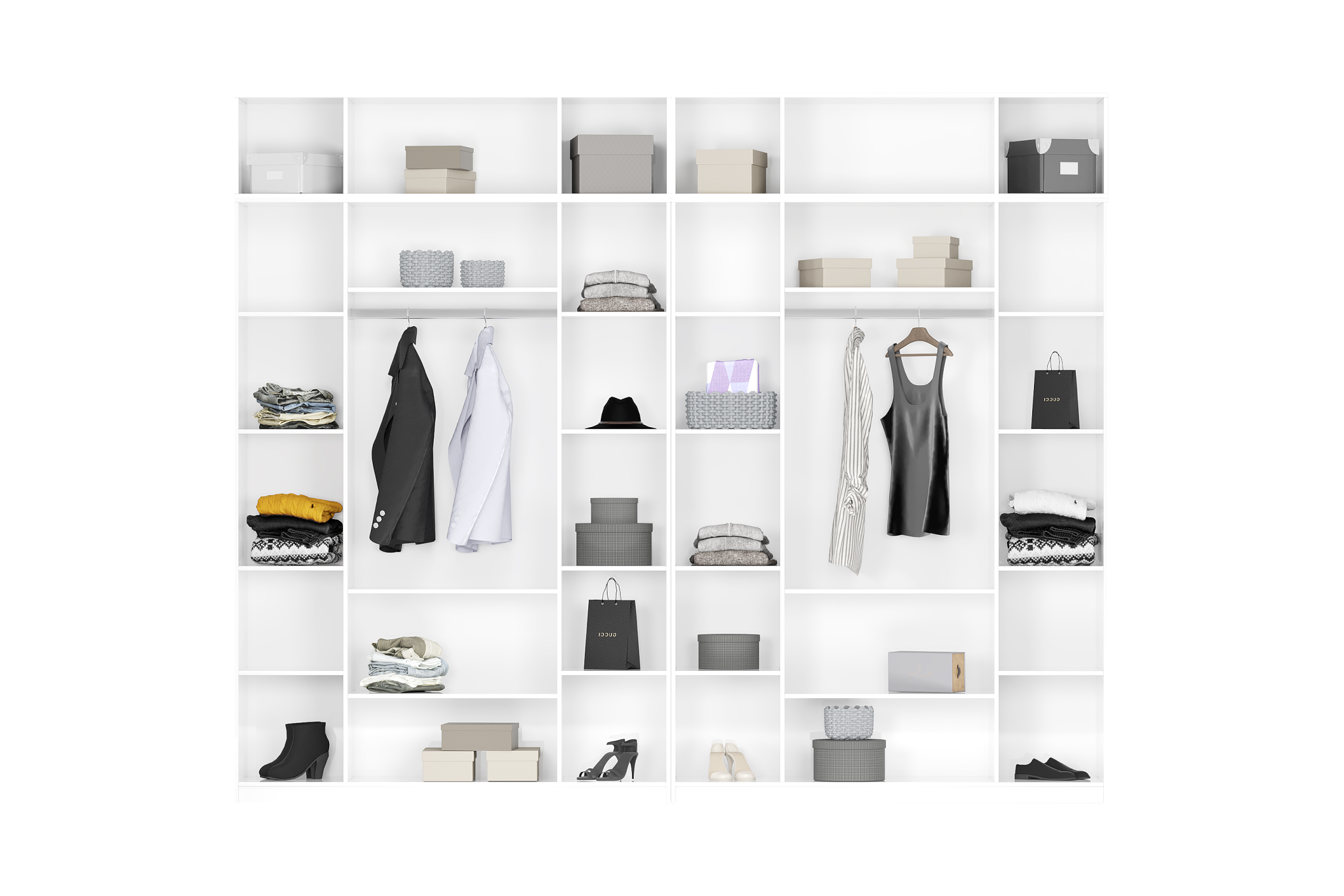 Комплект шкафов Тивина 3.2 м с антресолью белый текстурный