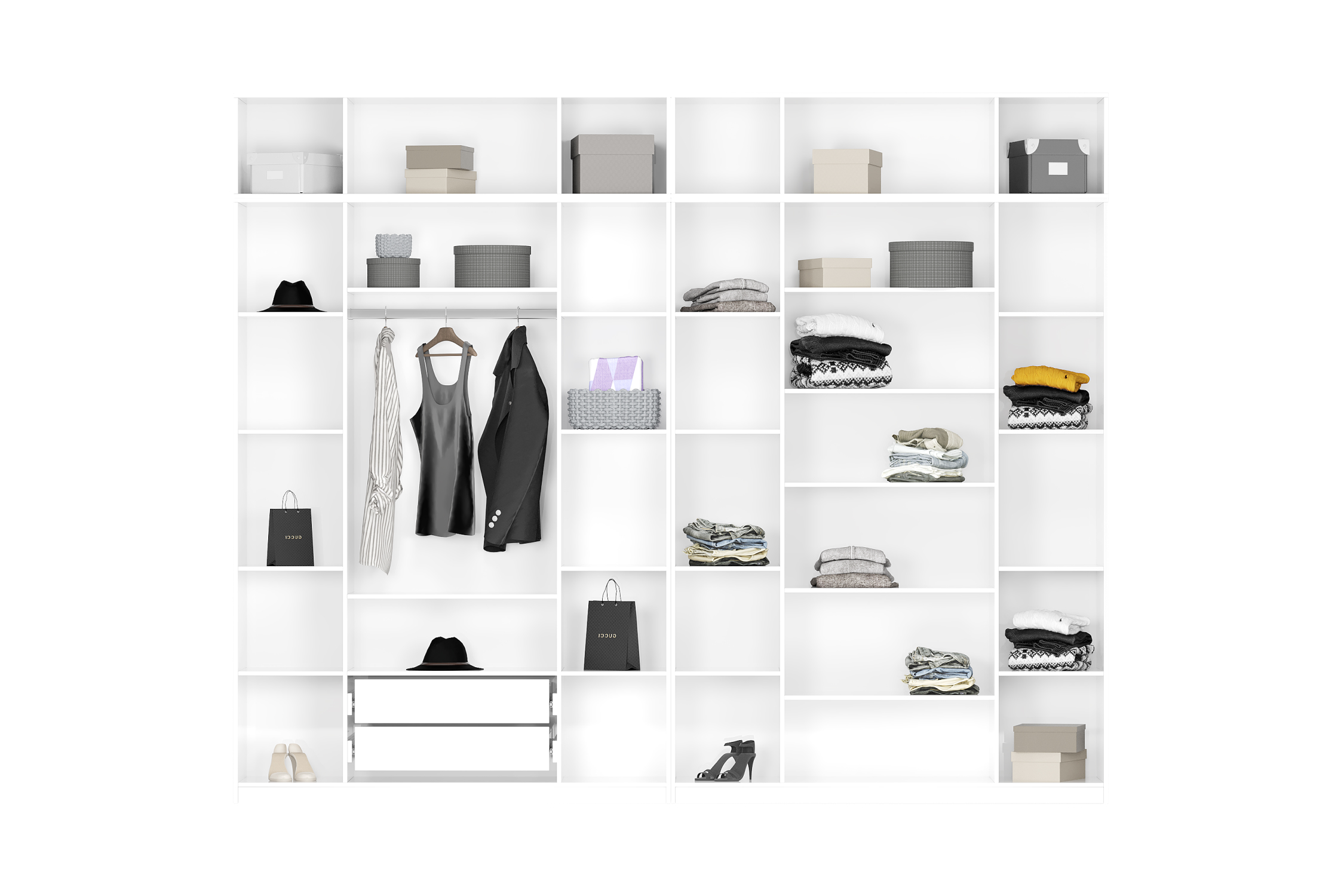 Комплект шкафов Тивина 3.2 м с антресолью белый текстурный