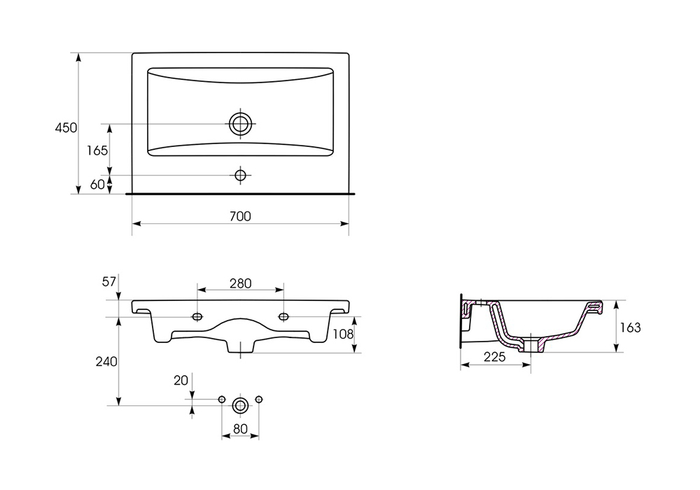 Раковина Сомо 70 белая
