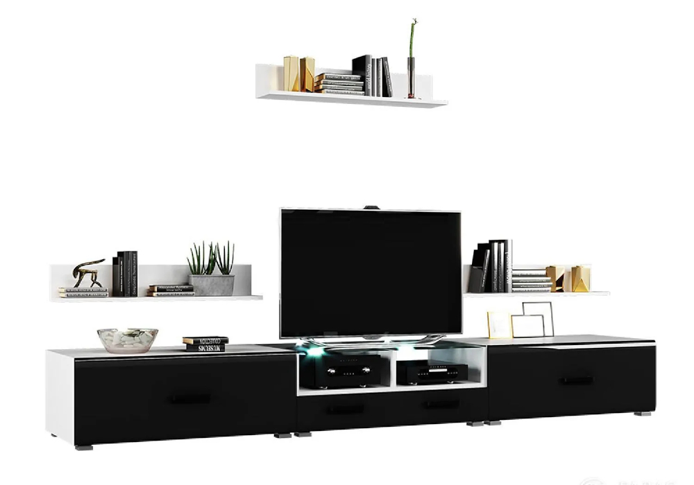 Модульная гостиная Квадро черный глянец / белый