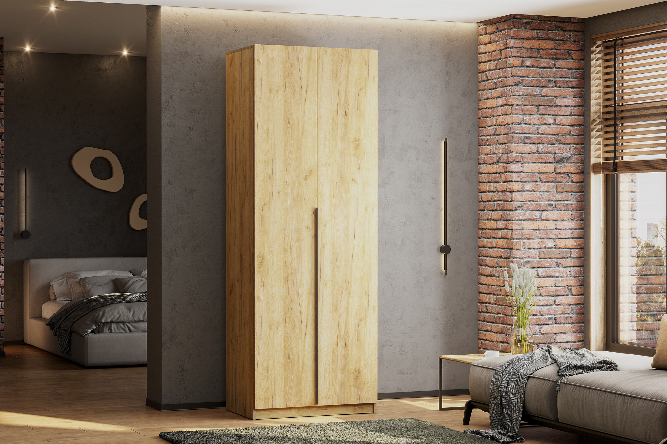 Шкаф 2-х створчатый Тивина дуб золотой