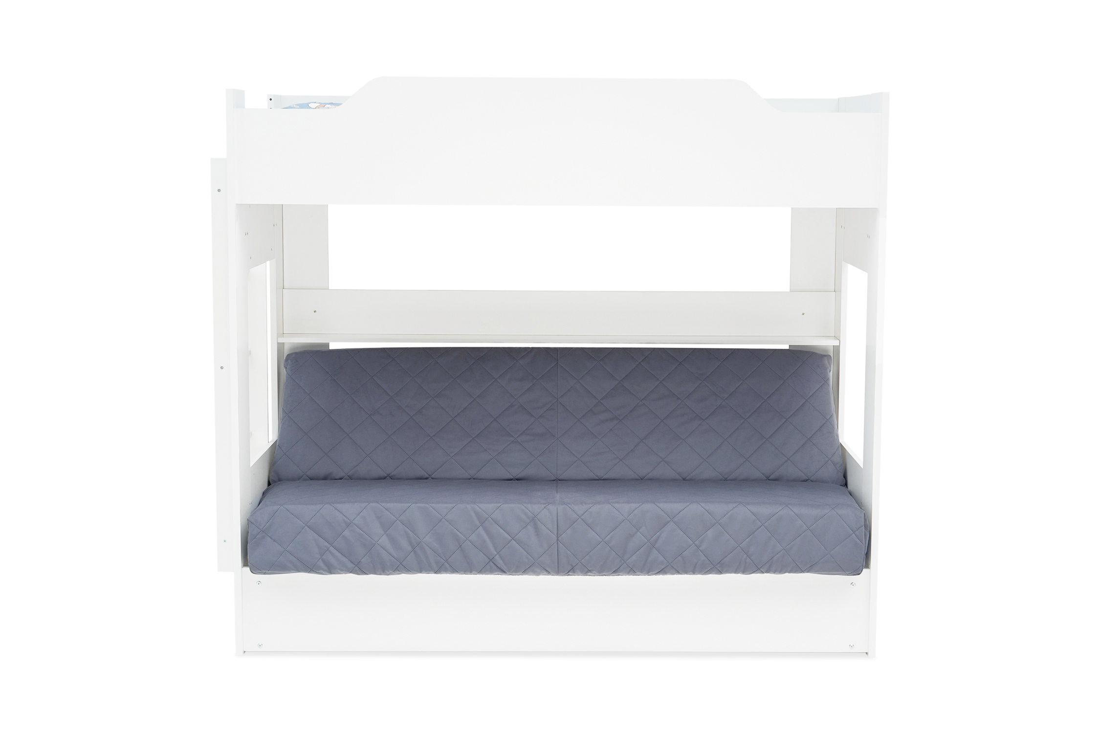 Двухъярусная кровать с диван-кроватью темно-серый / белый