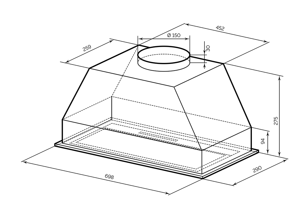 Встраиваемая вытяжка LEX HYPER 900 GS WH