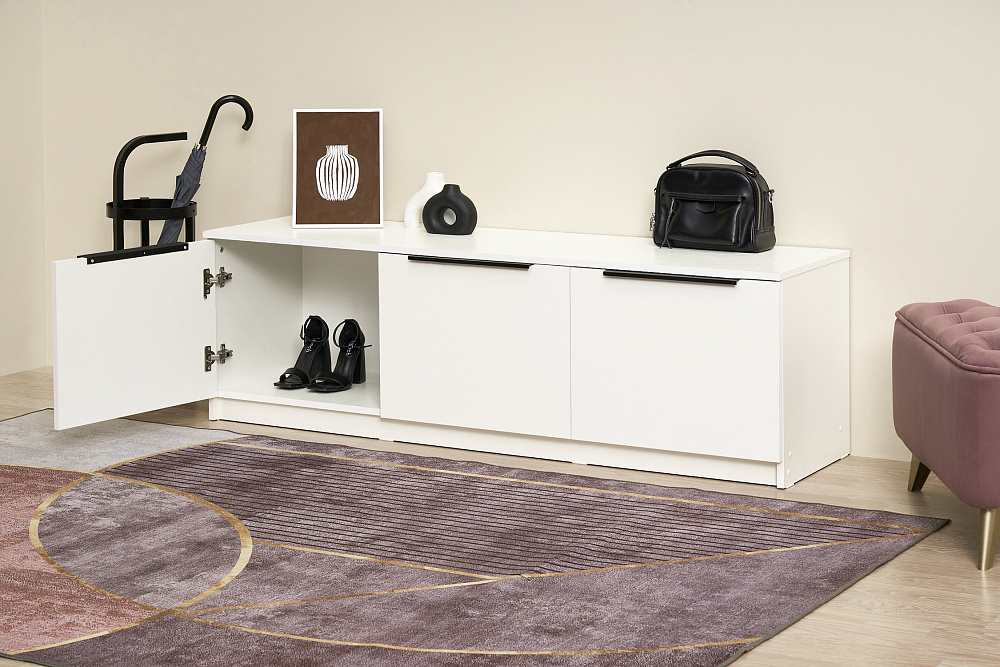 Тумба 3-х створчатая Тивина белый текстурный