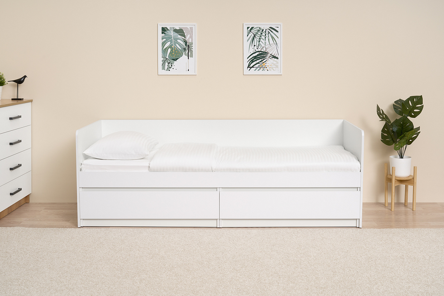 Кровать Челси 0.8 м белый / белый глянец