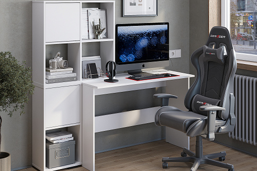 Стол письменный с надстройкой Берг белый