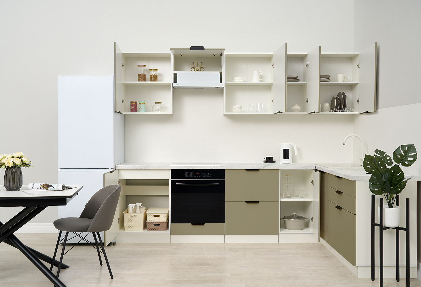 Модульная кухня Норд софт хаки