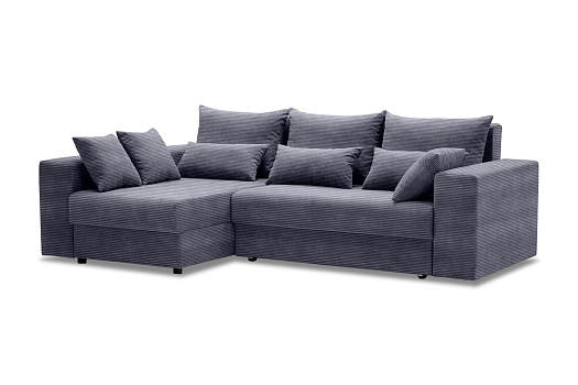 Диван угловой еврокнижка Таун серо-синий
