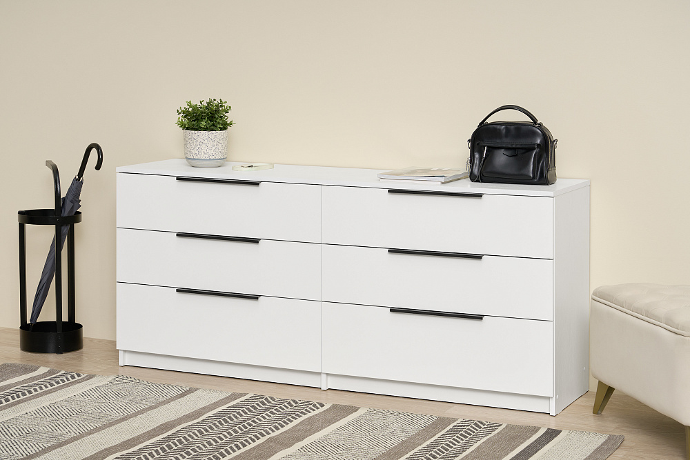 Комод с 6-ю ящиками Тивина белый текстурный