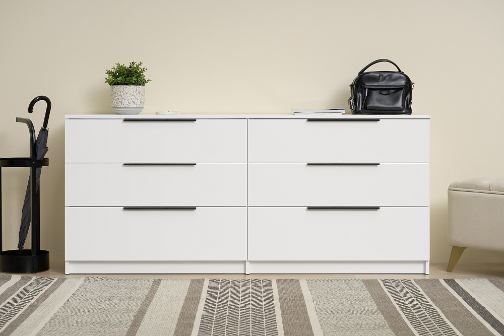 Комод с 6-ю ящиками Тивина белый текстурный