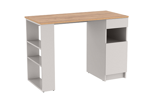 Стол письменный с тумбой и полками Прайм кашемир / дуб золотой