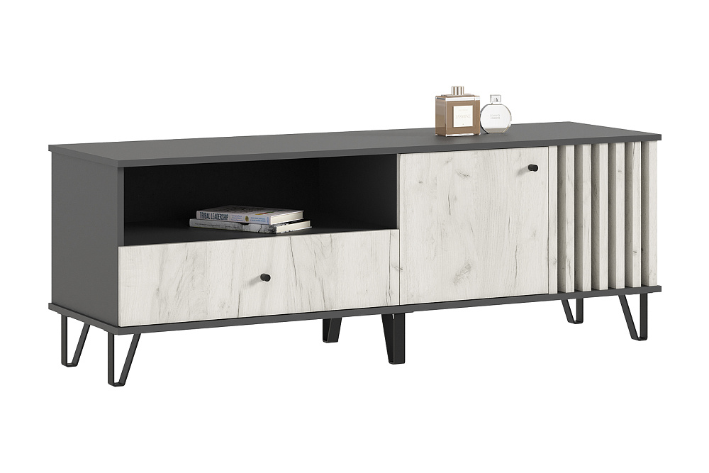 ТВ-тумба Теллин графит / дуб крафт белый