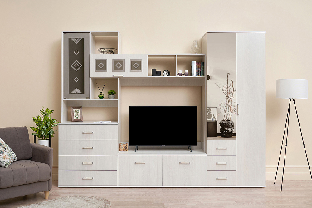 Гостиная Белла №2 ясень белый