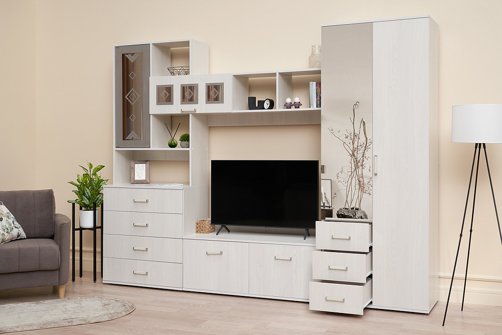 Гостиная Белла №2 ясень белый