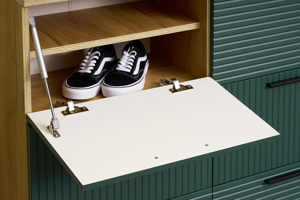 Обувница Флэш дуб крафт / браш мени грин