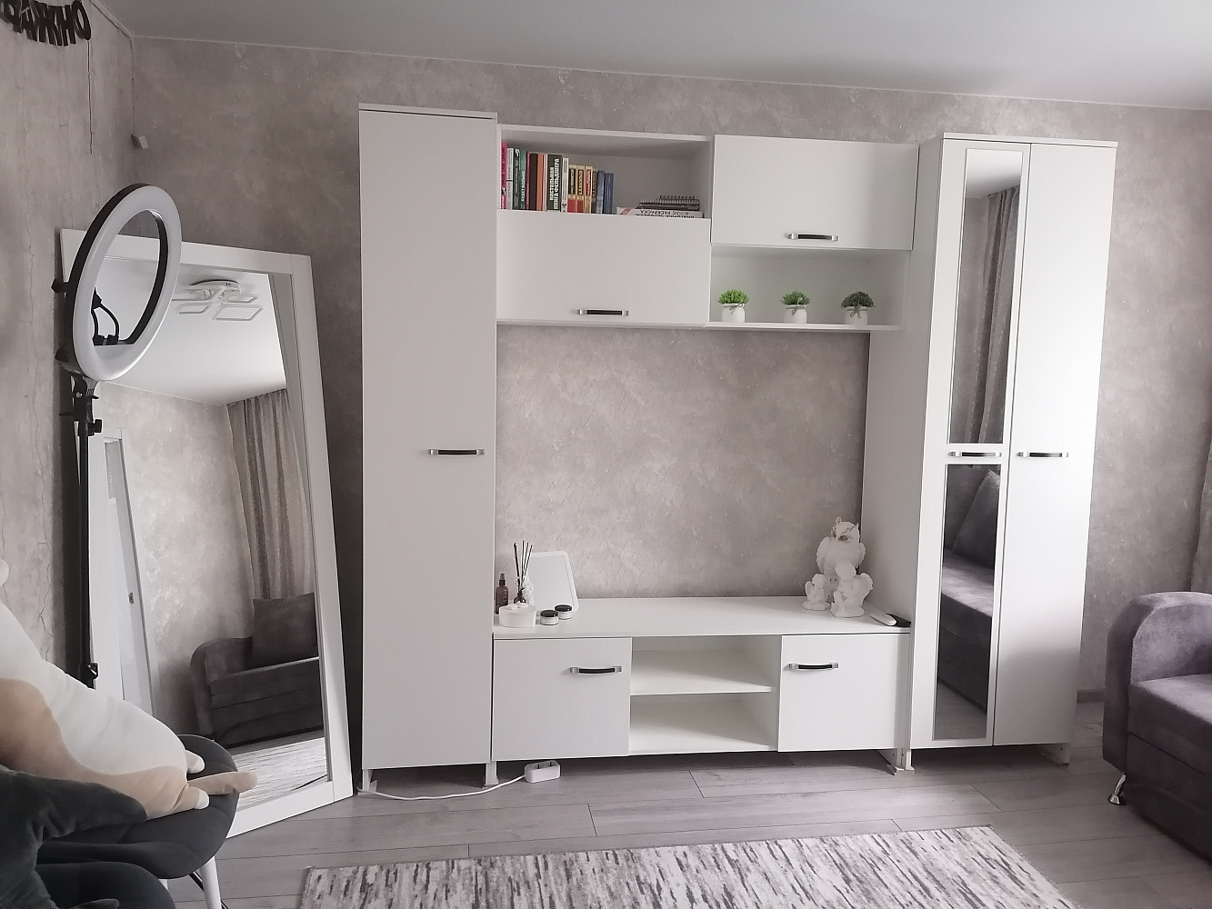 Гостиная Герда дуб крафт серый / серый графит