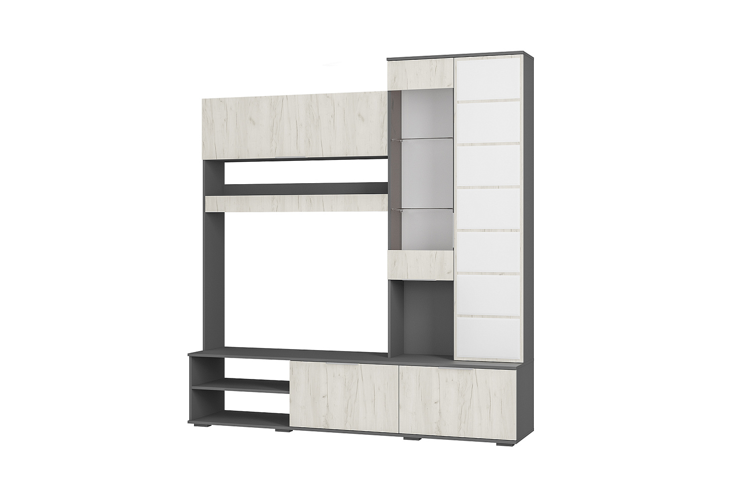 Гостиная Плаза графит / дуб крафт белый