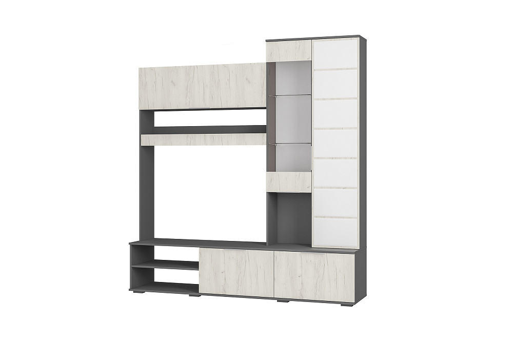 Гостиная Плаза графит / дуб крафт белый