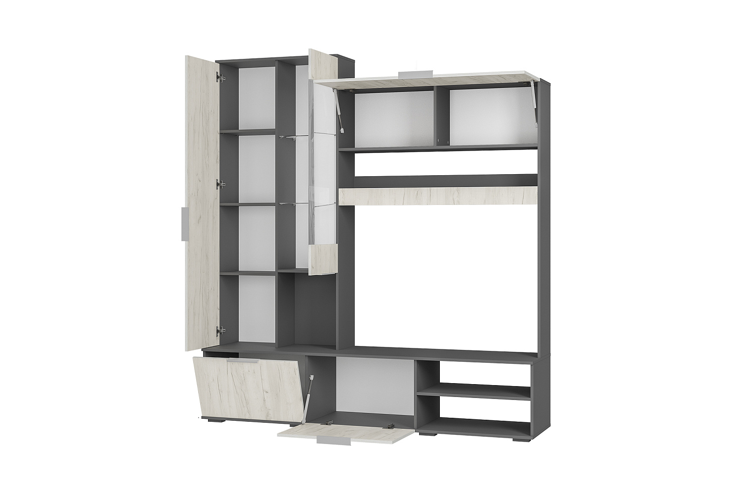 Гостиная Плаза графит / дуб крафт белый