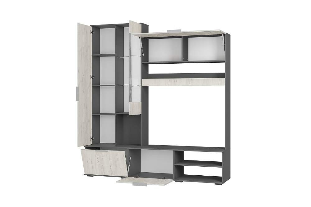 Гостиная Плаза графит / дуб крафт белый