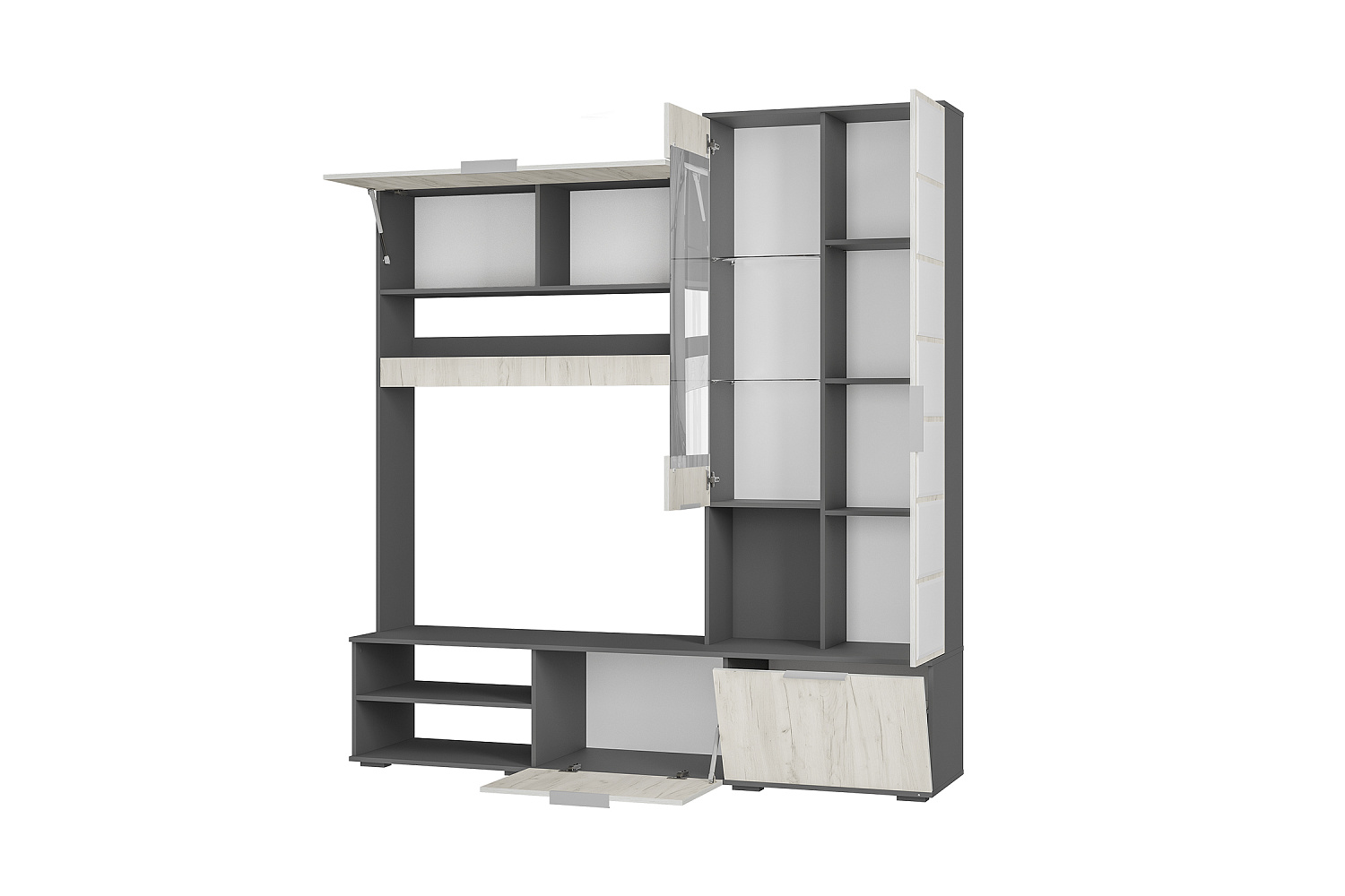 Гостиная Плаза графит / дуб крафт белый