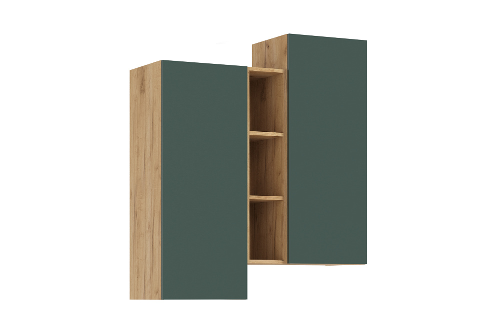 Шкаф подвесной комбинированный Норд дуб крафт / изумрудный
