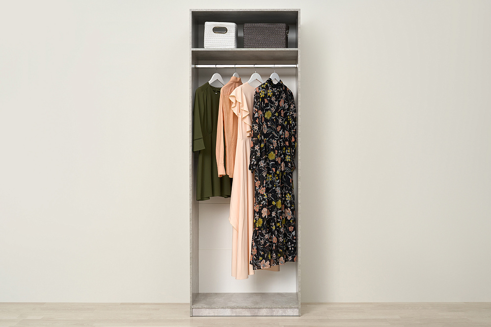 Шкаф 2-х створчатый Тивина цемент светлый / белый шагрень