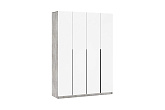Шкаф 4-х створчатый Тивина цемент светлый / белый шагрень