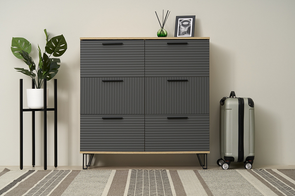 Обувница Флэш дуб крафт / браш графит