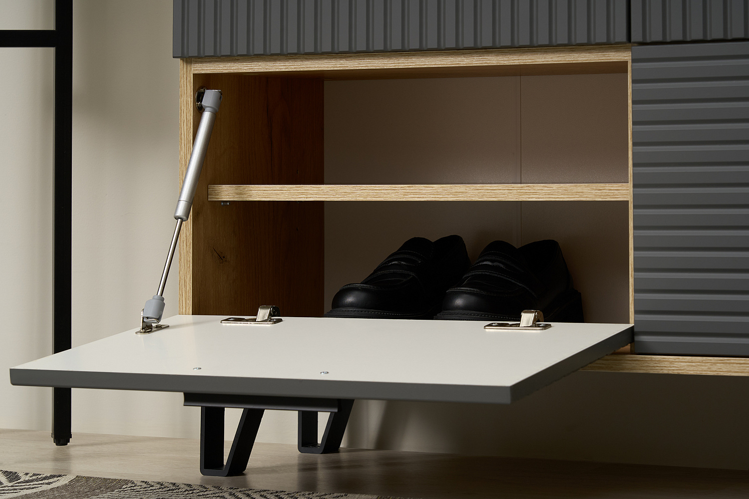 Обувница Флэш дуб крафт / браш графит