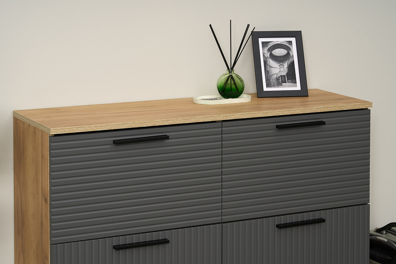 Обувница Флэш дуб крафт / браш графит