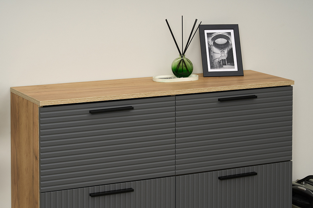 Обувница Флэш дуб крафт / браш графит