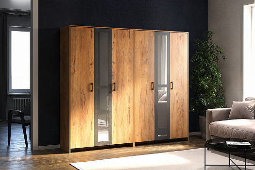 Комплект шкафов Глория 2.4 м дуб золотой / камень темный