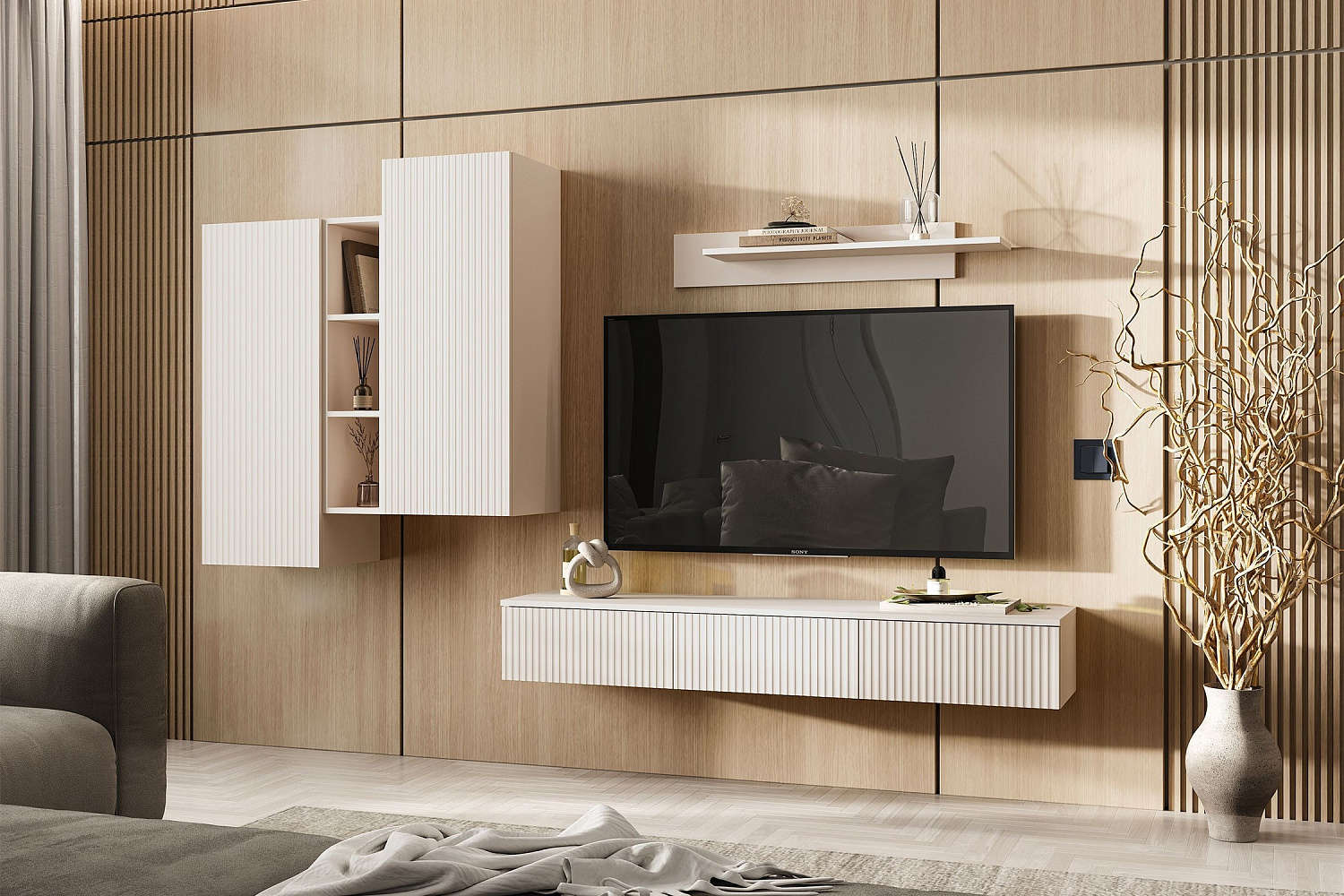 Полка навесная с ящиками Оскар кашемир