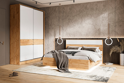 Модульная спальня Теллин дуб крафт / белый глянец