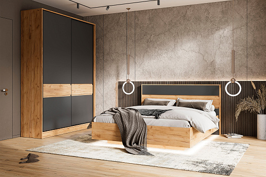 Модульная спальня Теллин дуб крафт / графит