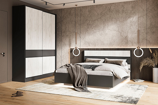 Модульная спальня Теллин графит / дуб крафт белый
