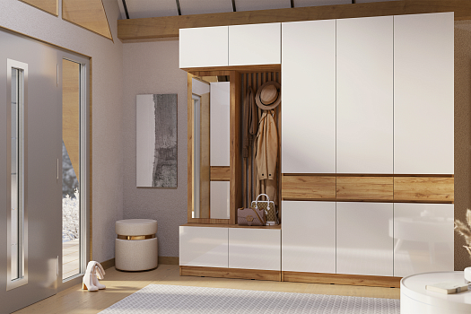 Модульная прихожая Теллин дуб крафт / белый глянец