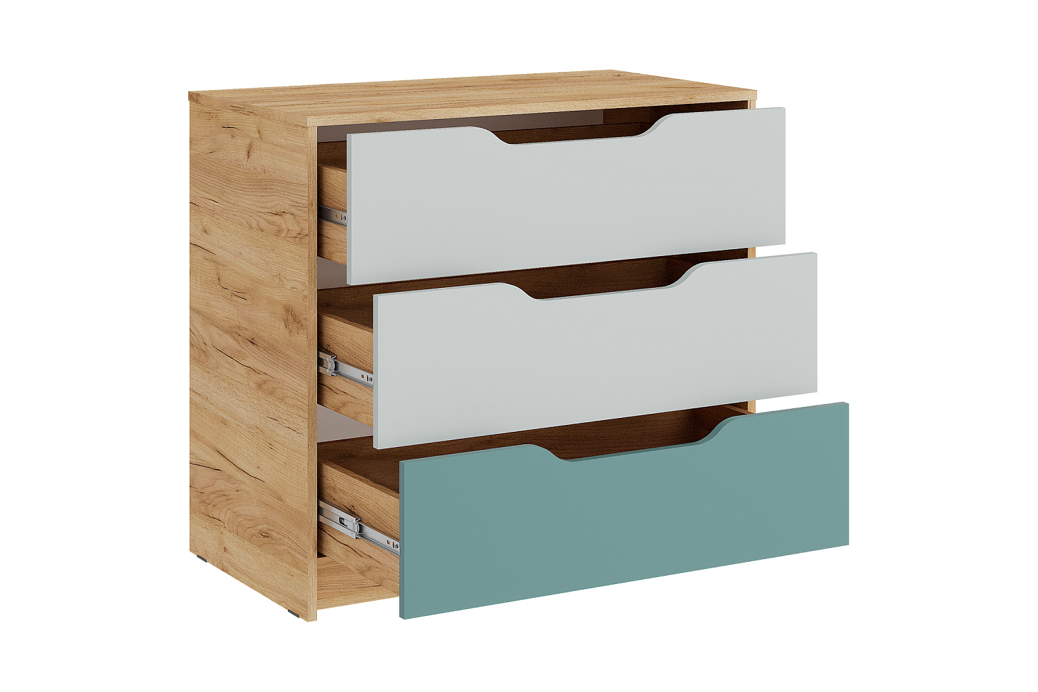 Комод Rich дуб крафт золотой / пастельный зеленый / сумеречный голубой        