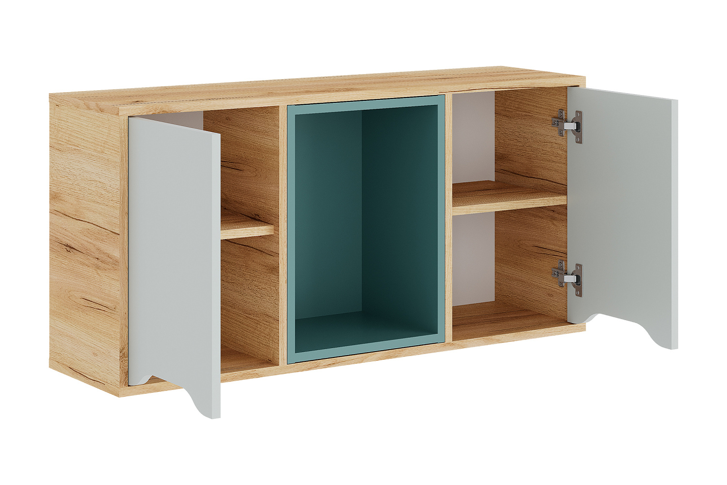 Полка навесная Rich дуб крафт золотой / пастельный зеленый / сумеречный голубой