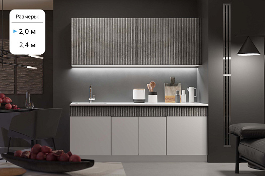 Кухня Оливия белый глянец холодный / мрамор глянец