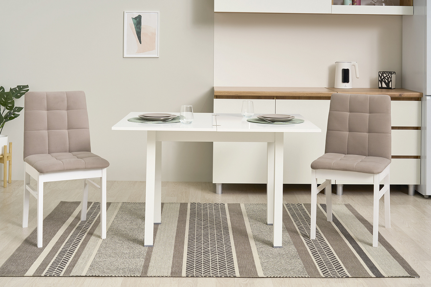 Стол обеденный раскладной белый 