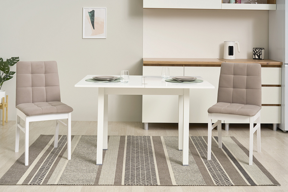 Стол обеденный раскладной белый 